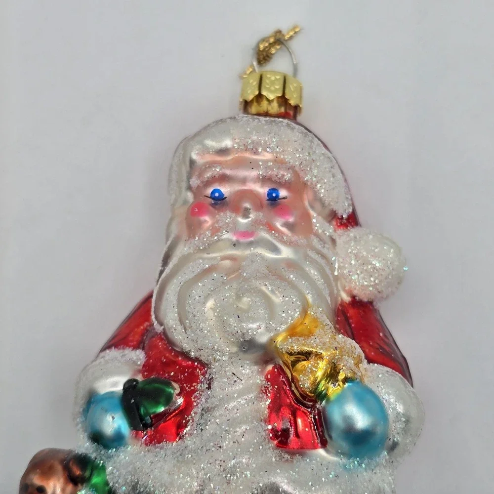 BRASS KEY BK‎ Classic Santa Hand Crafted Blown Glass Christmas Ornament Vtg